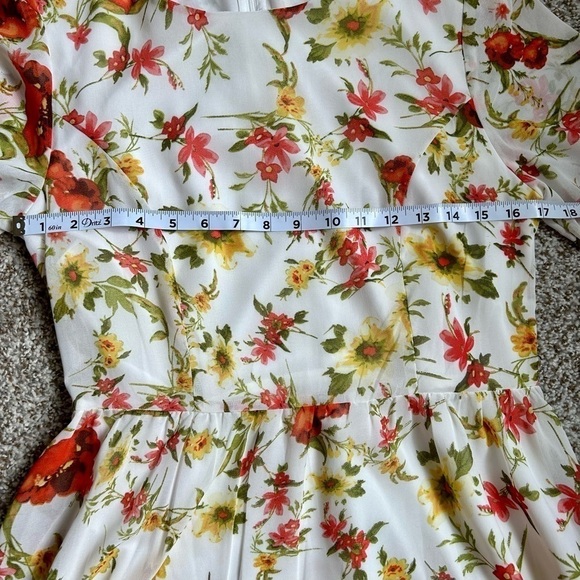 🦋 Short Sleeve Prairie Style Floral Maxi Dress Medium  Cottagecore Spring Casual - Picture 9 of 11